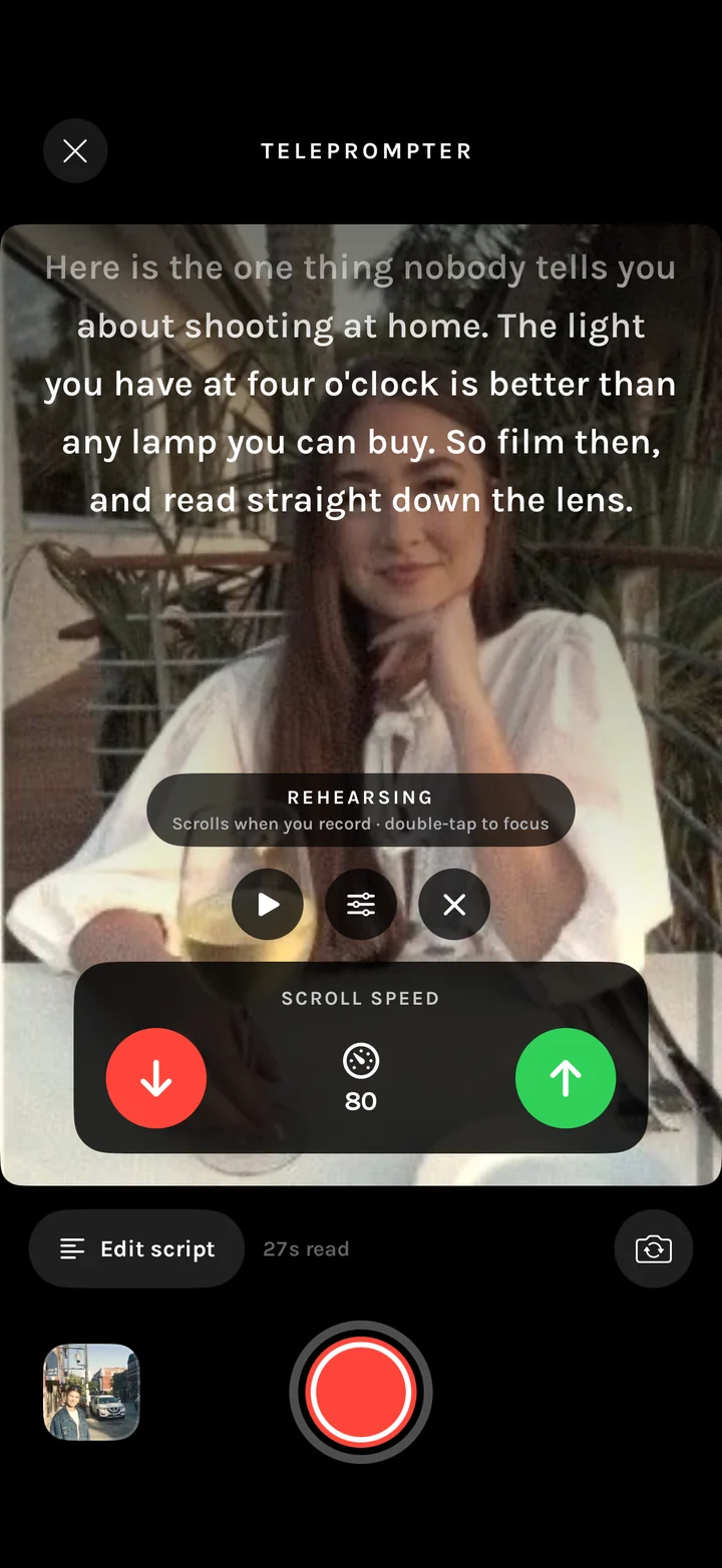 MORR Cam Teleprompter with the script over the lens